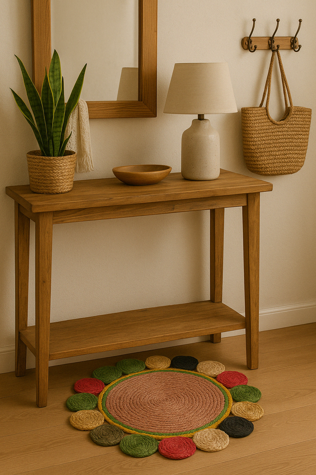 a cozy entryway table mat
