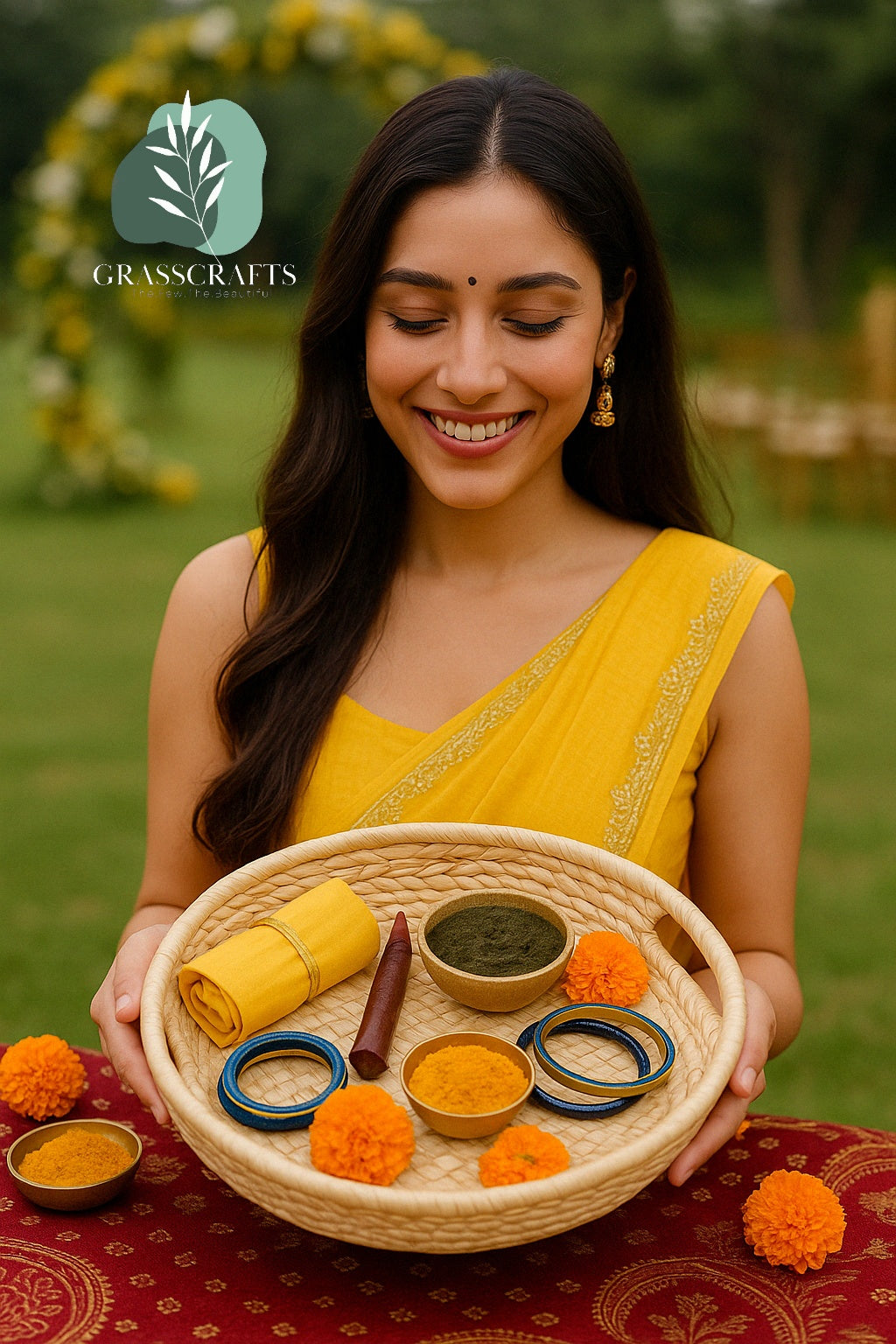 Mehendi Ceremony Gift Hampers – handwoven by GrassCrafts