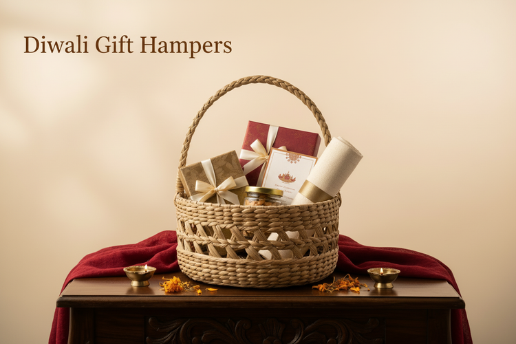 GrassCrafts Diwali hamper cover with gifts and caption