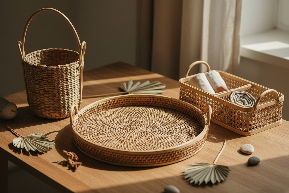 basket and trays