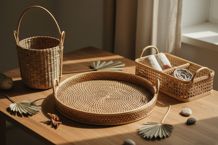 basket and trays