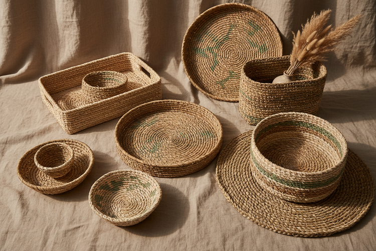Handwoven Kauna grass baskets, Water Hyacinth trays, and natural fiber home decor — Grasscrafts India's most-loved artisan collection