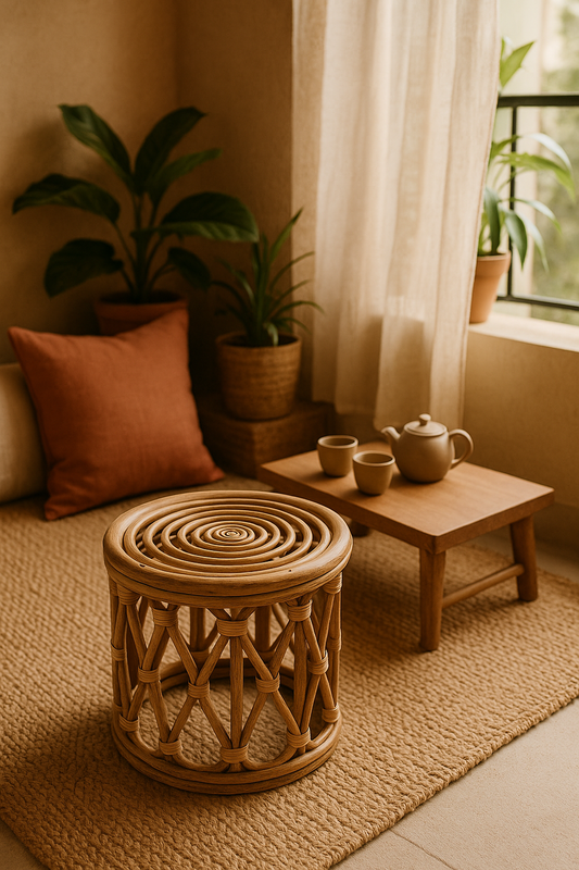 CANE STOOL OR OTTOMON