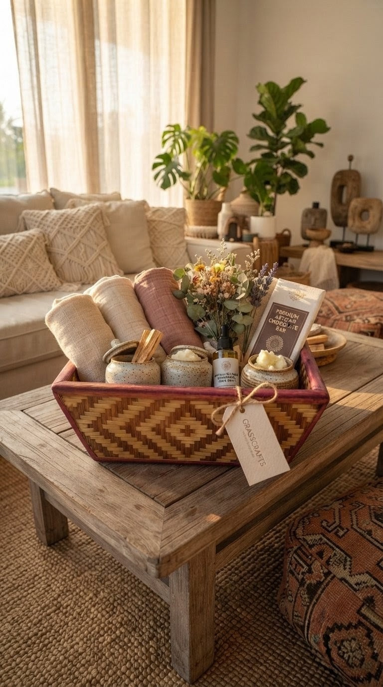 Handwoven Bamboo Gift Basket