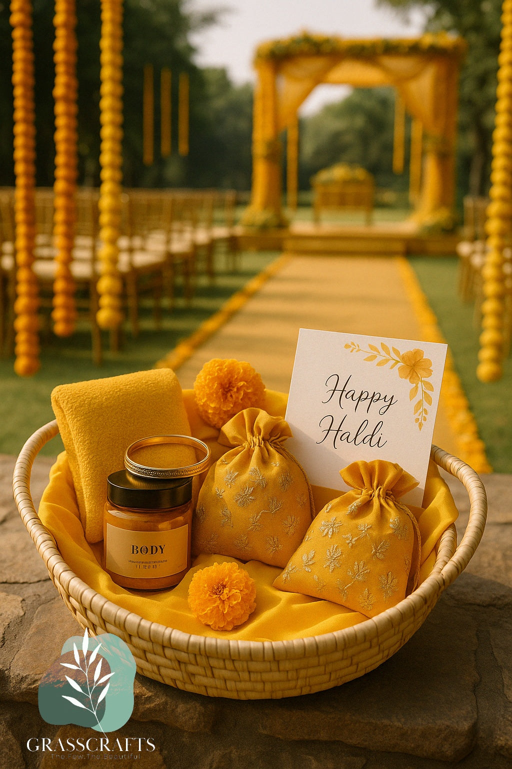 Haldi ceremony gift hamper basket
