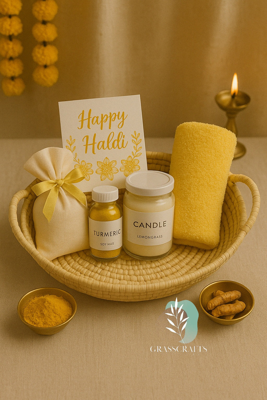 Haldi ceremony gift hamper basket