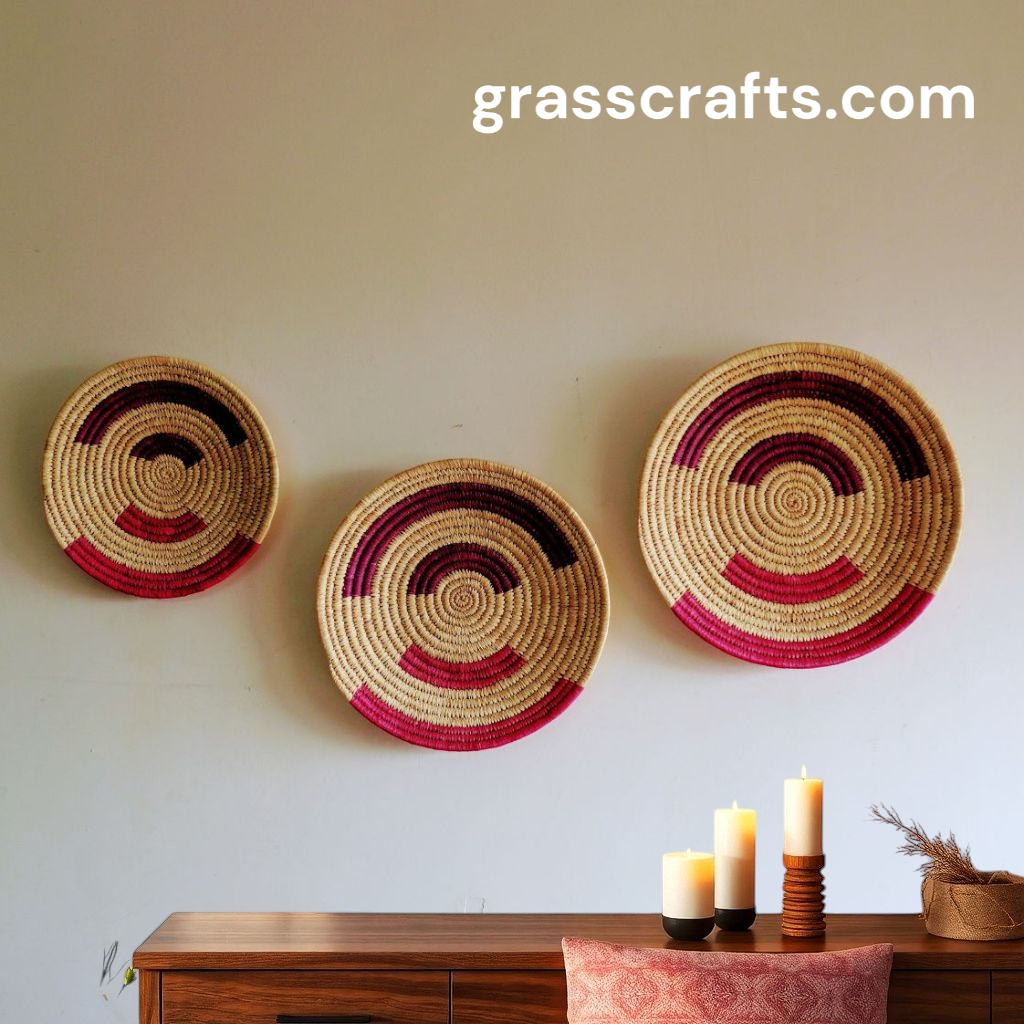 Handwoven Sabai grass wall plate – Design 5