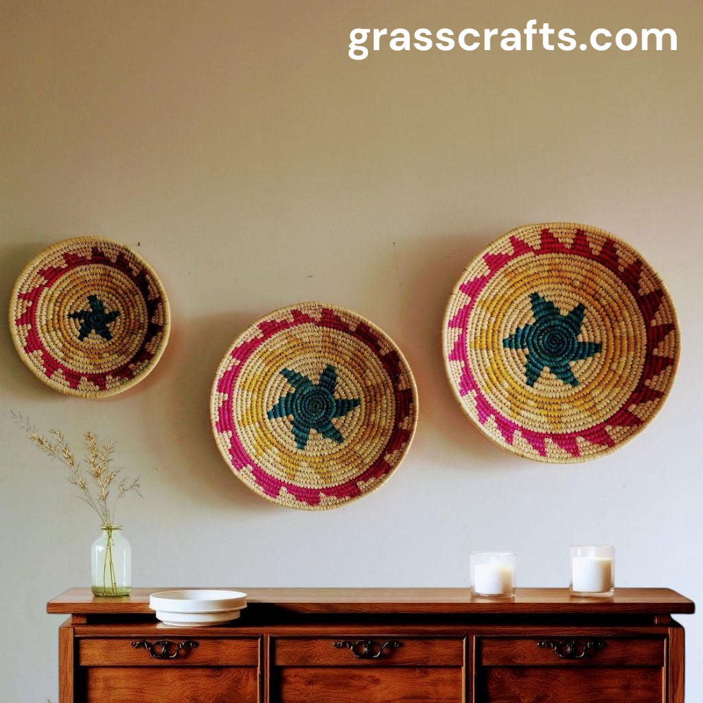 Handwoven Sabai grass wall plate – Design 3