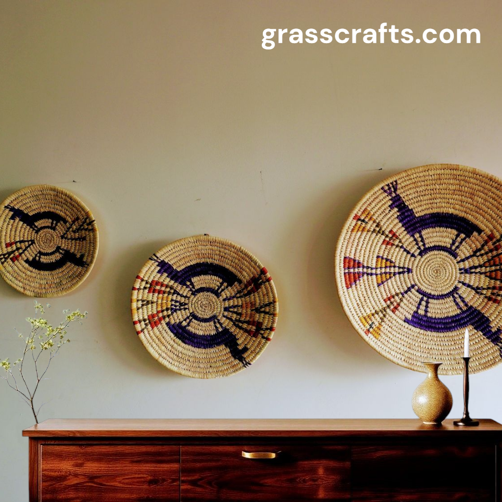 Handwoven Sabai grass wall plate – Design 7