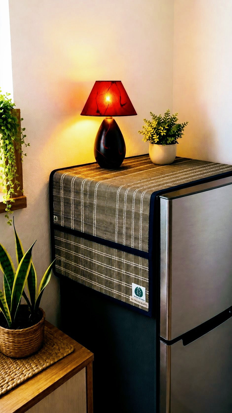Madurkathi Grass Handloom Refrigerator Top Cover | 51" × 24" | Natural Fridge Mat