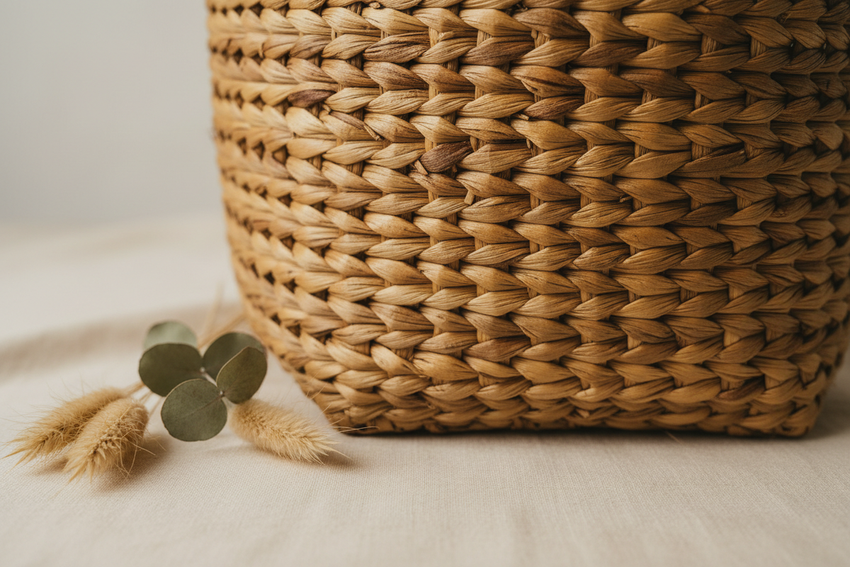 Handwoven Water Hyacinth Basket