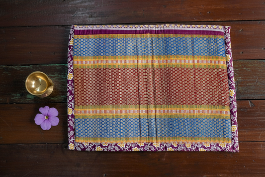 Madurkathi Asana Mat Blue Burgundy Purple – Editorial